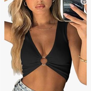 Worn once. Medium black crop top.